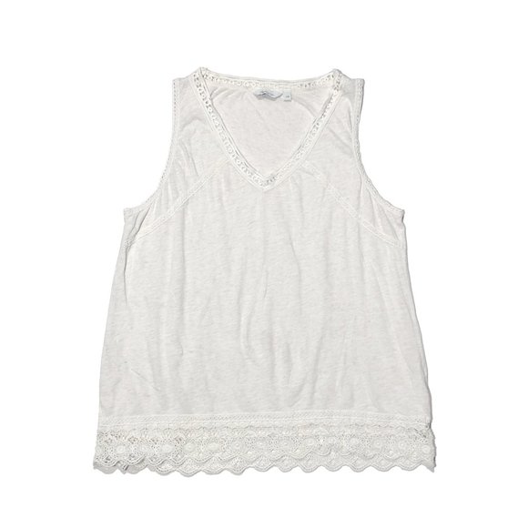 Reitmans Womens Size L White Lace Trim V-Neck Sleeveless Tank Top - Picture 1 of 6